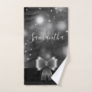 Schwarz-Weiß-Band Badhandtuch Set