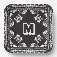Schwarz-Weiß-Bandana-Design mit Monogramm