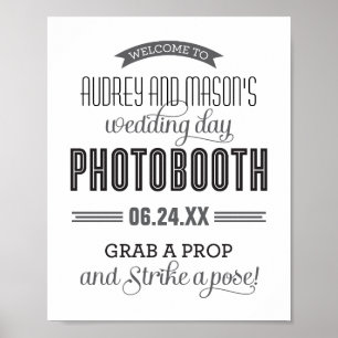 Schwarz-weiß-Banner-Fotoautomat-Wedding Poster