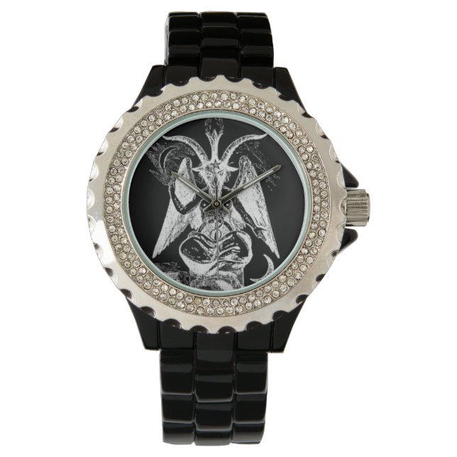Schwarz/Weiß-Baphomet (alter Stil) Armbanduhr (Vorderseite)