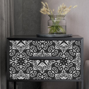 Schwarz-Weiß-Barock-Gotische Mosaikmuster Seidenpapier