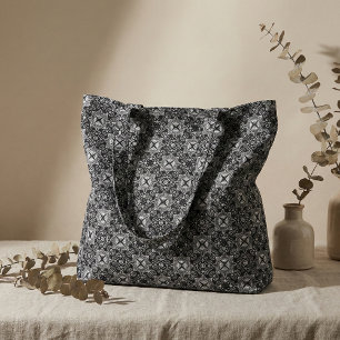 Schwarz-Weiß-Barock-Gotische Mosaikmuster Stoff