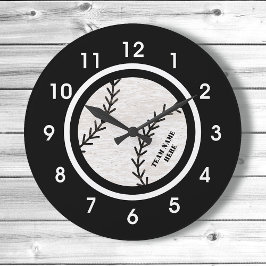 Schwarz-Weiß-Baseball-Acryl-Wand-Uhr Große Wanduhr