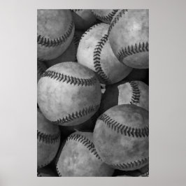 Schwarz-Weiß-Baseball Einzigartiges Kunstwerk Poster