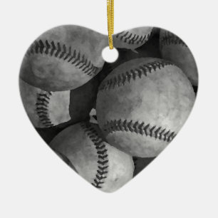 Schwarz-Weiß-Baseball Keramik Ornament
