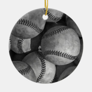 Schwarz-Weiß-Baseball Keramikornament