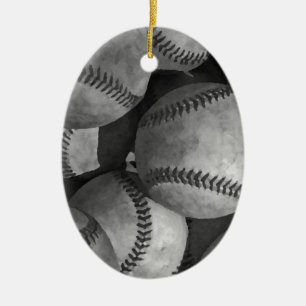Schwarz-Weiß-Baseball Keramikornament