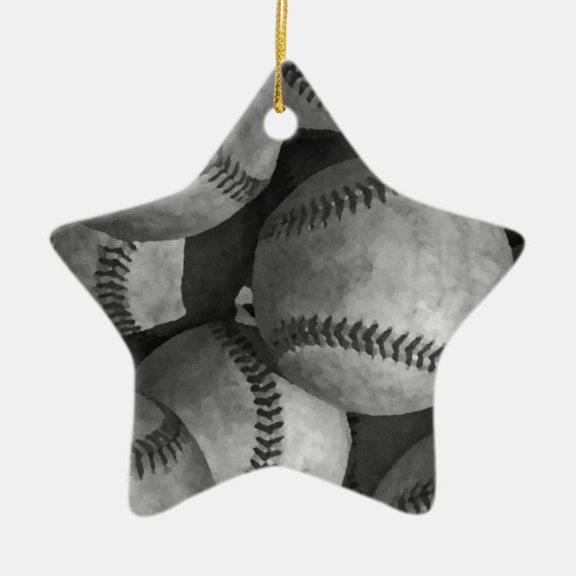 Schwarz-Weiß-Baseball Keramikornament (Vorne)