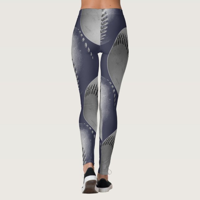 Schwarz-Weiß-Baseball Leggings (Rückseite)
