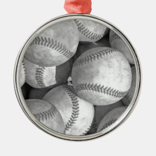 Schwarz-Weiß-Baseball Ornament Aus Metall