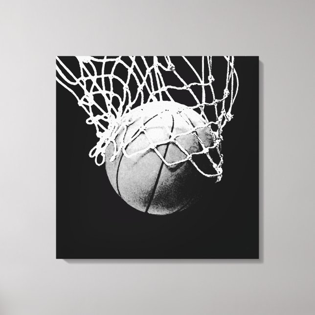 Schwarz-Weiß-Basketball-Artwork Leinwanddruck (Vorderseite)