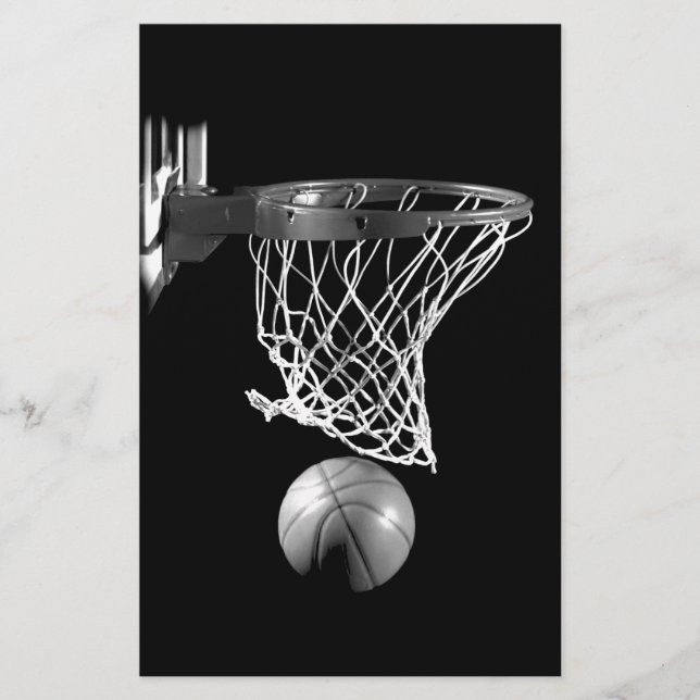Schwarz-Weiß-Basketball Briefpapier (Vorderseite)