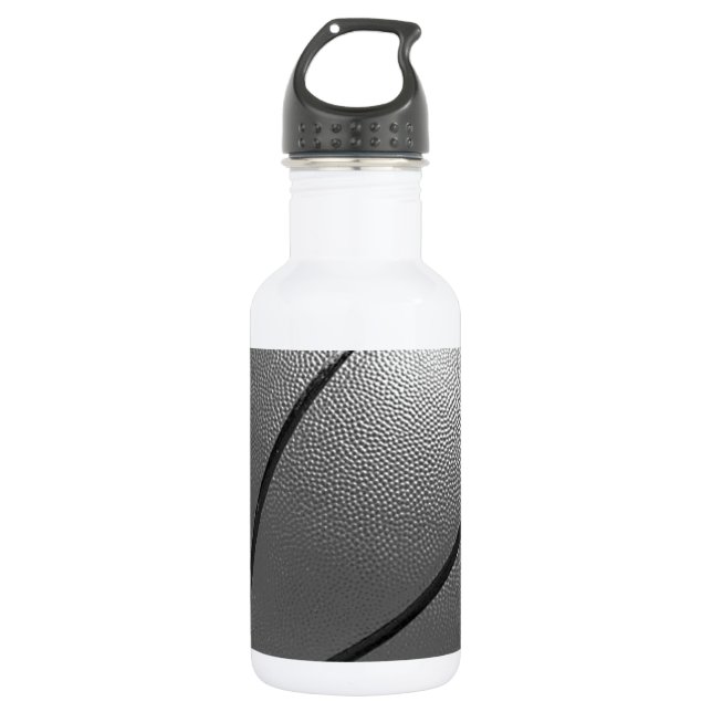 Schwarz-Weiß-Basketball Edelstahlflasche (Vorderseite)