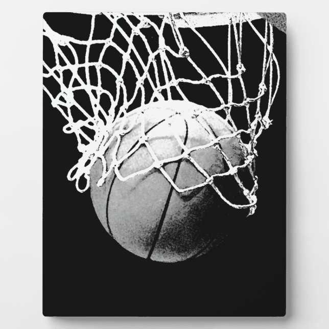Schwarz-Weiß-Basketball Fotoplatte (Vorderseite)