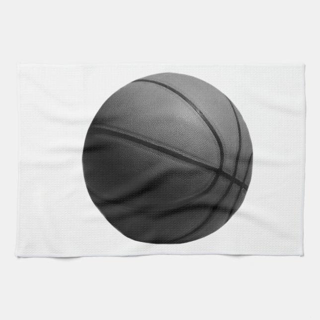 Schwarz-Weiß-Basketball Geschirrtuch (Horizontal)