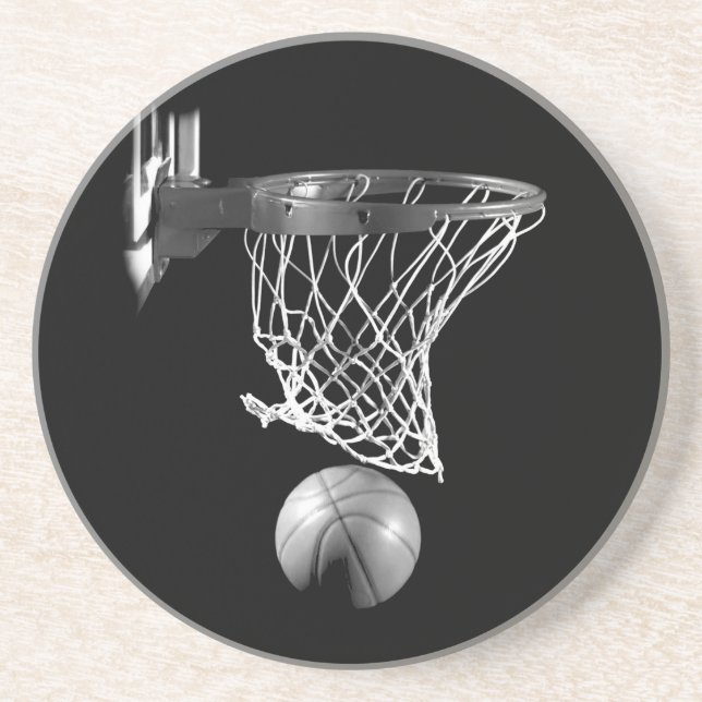 Schwarz-Weiß-Basketball Getränkeuntersetzer (Vorne)