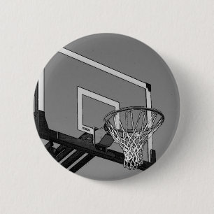 Schwarz-Weiß-Basketball-Hoop Button