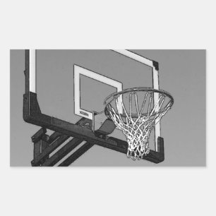 Schwarz-Weiß-Basketball-Hoop Rechteckiger Aufkleber
