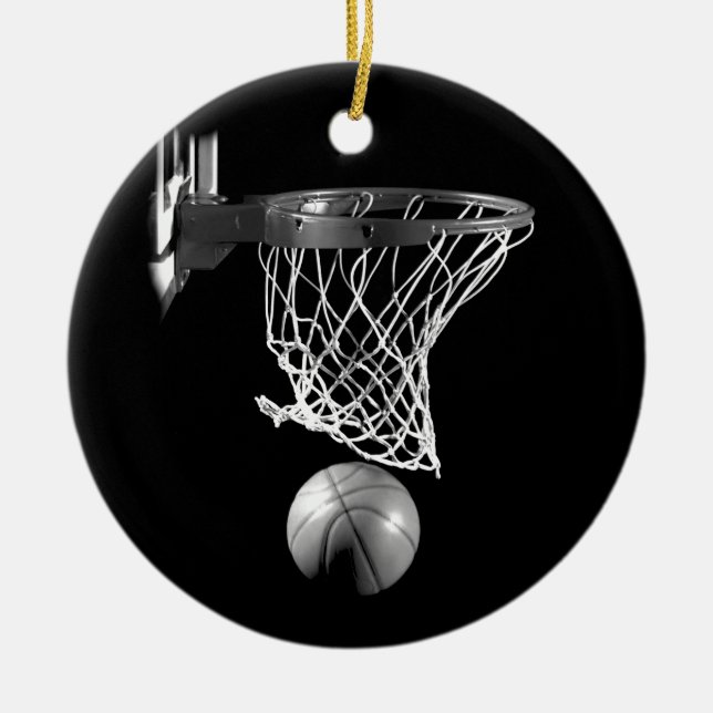 Schwarz-Weiß-Basketball Keramik Ornament (Vorne)