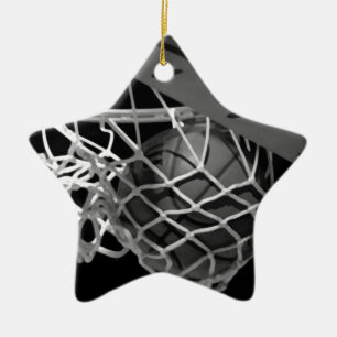 Schwarz-Weiß-Basketball Keramik Ornament