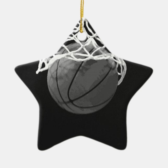 Schwarz-Weiß-Basketball Keramikornament (Vorne)