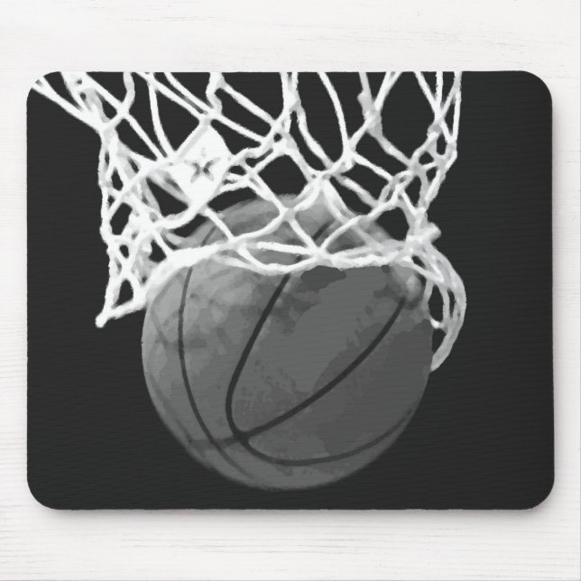 Schwarz-Weiß-Basketball-Mousepad Mousepad (Vorne)