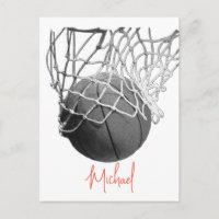 Schwarz-Weiß-Basketball & Netz Dein Name
