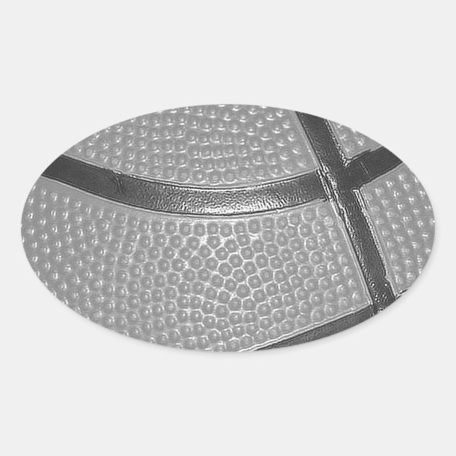 Schwarz-Weiß-Basketball Ovaler Aufkleber (Vorderseite)