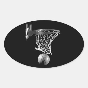 Schwarz-Weiß-Basketball Ovaler Aufkleber