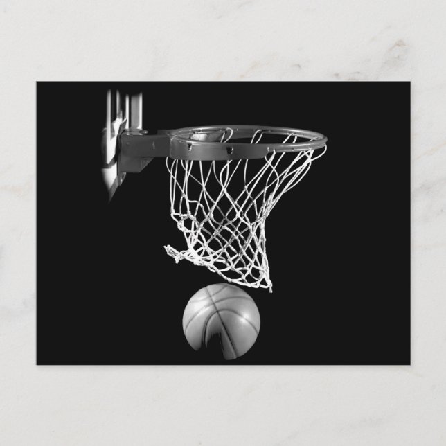 Schwarz-Weiß-Basketball Postkarte (Vorderseite)