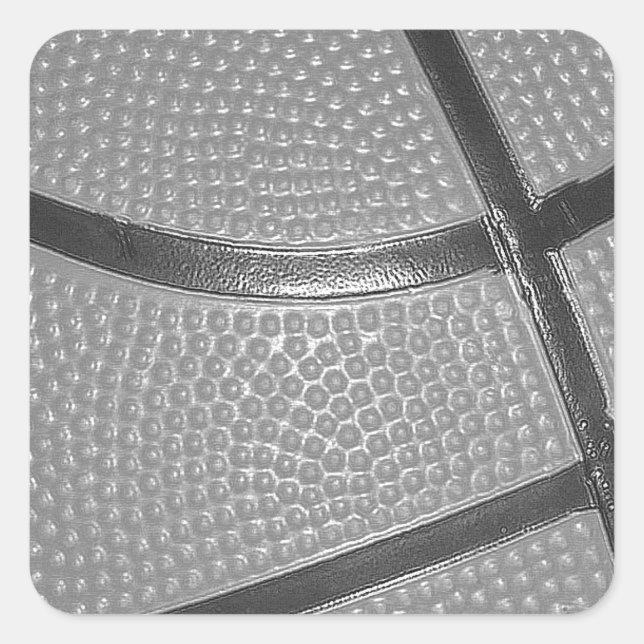 Schwarz-Weiß-Basketball Quadratischer Aufkleber (Vorderseite)