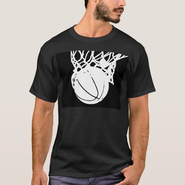Schwarz-Weiß-Basketball-Silhouette T-Shirt (Vorderseite)