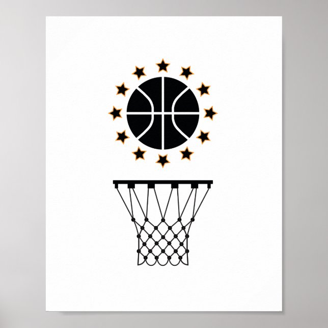 Schwarz-Weiß-Basketball-Sportausstattungsmuster Poster (Vorne)