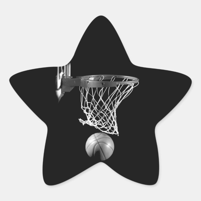 Schwarz-Weiß-Basketball Stern-Aufkleber (Vorderseite)