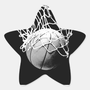 Schwarz-Weiß-Basketball Stern-Aufkleber