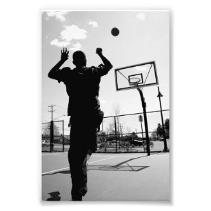 Schwarz-Weiß-Basketball-Toss Fotodruck