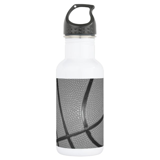 Schwarz-Weiß-Basketball Trinkflasche (Vorderseite)