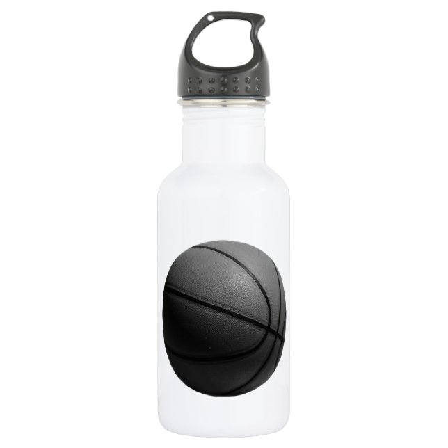 Schwarz-Weiß-Basketball Trinkflasche (Vorderseite)