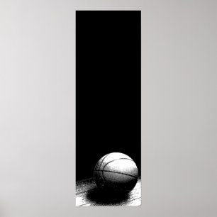 Schwarz-Weiß-Basketball-Türplakat Poster