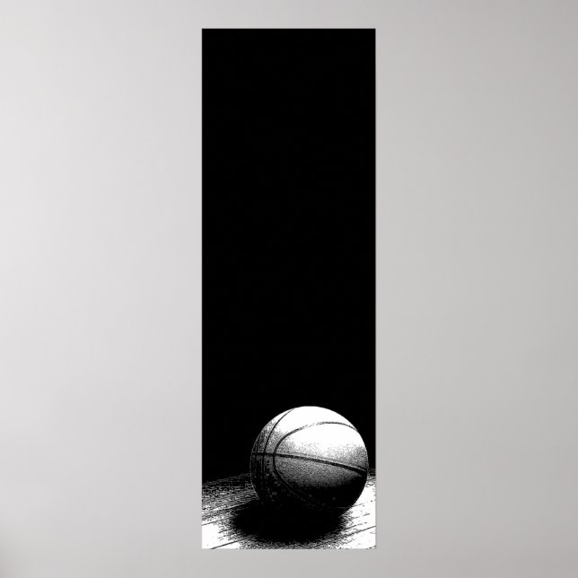 Schwarz-Weiß-Basketball-Türplakat Poster (Vorne)