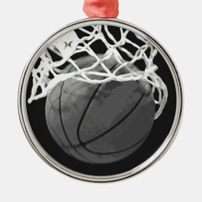 Schwarz-Weiß-Basketball Weihnachtsschmuck (Vorne)