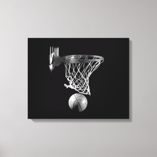 Schwarz-Weiß Basketball Wrapped Canvas Leinwanddruck