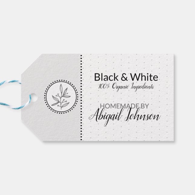 Schwarz-Weiß-Bath und Körper Geschenkanhänger (Rückseite Horizontal)