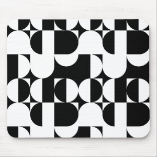 Schwarz-Weiß-Bauhaus Modernes Abstrakt geometrisch Mousepad