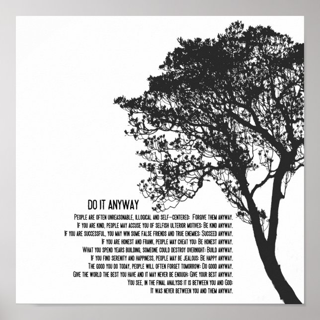 Schwarz-Weiß-Baum macht es auf jeden Fall Poster (Vorne)