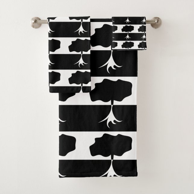 Schwarz-Weiß-Baum-Naturmuster Badhandtuch Set (Insitu)