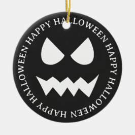 Schwarz-Weiß-Beängstigende Halloween-Geistergesich Keramik Ornament