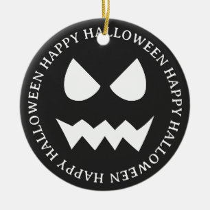 Schwarz-Weiß-Beängstigende Halloween-Geistergesich Keramik Ornament