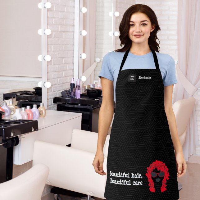 Schwarz-weiß Beauty Salon Haare Stylist Trendy Schürze (Von Creator hochgeladen)