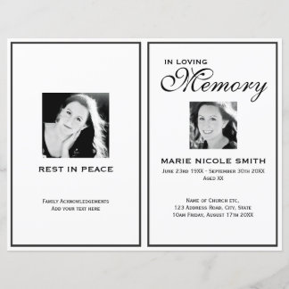 Schwarz-Weiß-Beerdigungsreihenfolge des Servicepro